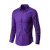 Camisa de Nuevo Estilo para Verano para Hombre Camisa de Color Sólido Estilo Europeo y Americano Simple Tendencia Ajustada Camisa de Manga Larga para Hombre Top
