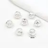Pulseira Redonda com Padrão em Ouro 18K Real Contas Espaçadoras Texturizadas Contas Espaçadoras para Pulseira Trançada DIY Acessórios de Joalheria D139