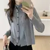 Cárdigan de punto único y sofisticado de dos piezas falsas para mujer, abrigo casual de un solo botón para otoño e invierno, suéter adelgazante estilo coreano