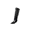 Botines de Tacón Alto Apuntados Desmontables Estilo Europeo y Americano para Mujer, Temporada de Primer Encuentro, Otoño e Invierno, Botas Ajustadas con Hebilla de Cinturón, Botas Largas de Charol de Doble Uso