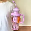 2024 Nuevo de Gran Capacidad Alta Apariencia Verano Vaso de Plástico Vaso Rompehielos Vaso Vientre de la Suerte Estilo Lindo con Vaso de Popote