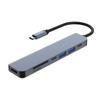Estación de Acoplamiento Tipo-C Proyección de Pantalla HDMI Hub para Computadora Lector de Tarjetas USB-C Dock de Expansión Adaptador de Red RJ45