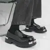 Sapatos de couro grossos estilo britânico de tamanho grande para homens, sapatos derby casuais da moda, sapatos masculinos casuais com cadarço e biqueira larga, atacado