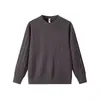 Suéter de Punto OT para Hombre Estilo Old Money Cuello Redondo Manga Larga, Top de Modal para el Trabajo para Hombre, Suéter Liso para Hombre con Textura