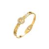 Pulsera de Acero de Titanio con Diseño Micro-incrustado Finamente Pulido de Moda Europea y Americana Transfronteriza para Mujer Recortada Flor de Cuatro Hojas de Alto Brillo Lujo