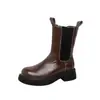 Botines Chelsea Cortos para Mujer, Estilo Nuevo Otoño/Invierno 2026, Cuero Suave Texturizado, Banda Elástica, Suela Gruesa, Tacón Grueso