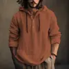 Camisa con Capucha de Algodón y Lino Estilo Transfronterizo Nuevo de Verano para Hombre, Top Casual de Manga Larga Holgado y Transpirable con Media Apertura de Moda