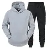 Sudadera unisex para pareja europea y americana 2023, color liso, conjunto de sudadera con capucha de forro polar para otoño e invierno