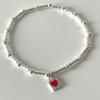 Pulsera de amor de bambú con sentido del diseño de alta gama estilo coreano para niñas otoño e invierno plata esterlina S925 linda simple estilo frío