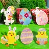 2027 El letrero exterior de Pascua más vendido de Amazon con conejo y huevos Letrero de jardín Feliz Pascua