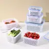 Caja Drenable para Conservar Frescura Caja Drenable de Doble Capa para Conservar Frescura Caja Drenable para Cocina Congelados Caja de Almacenamiento Drenable para el Hogar