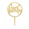 Venda por atacado acrílico bolo plug-in decoração bolo cartão inserção assando feliz aniversário festa sobremesa decoração de mesa