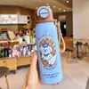 Linda taza térmica de acero inoxidable de nuevo estilo con pajita para niñas, alto valor estético, taza especial para estudiantes y niños que van a la escuela