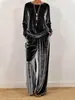 2025 Novo Outono/Inverno Feminino Casual Gola Redonda Suéter Manga Longa Calça Longa Veludo Multicolorido Conjunto Feminino