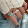Anillo de Flor de Iris para Mujer, Vid Hueca, Anillo Abierto Azul Exquisito Versátil Apilable, Anillo para Dedo Índice Estilo Ins Moderno
