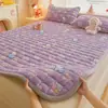 Colchón de terciopelo de leche grueso clase A invierno cálido sábana bajera con forro polar funda de cama cojín dormitorio de estudiante tatami
