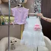 Conjunto de Ropa para Niñas 2026 Verano Nuevo Top Elegante de Color Sólido para Niños Mayores, Delgado y Único Vestido Largo de Princesa Conjunto de Dos Piezas