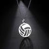 Nuevo collar de voleibol hueco transfronterizo con letras de moda hip-hop, accesorios que combinan con todo, fabricantes, suministro directo, collar de acero inoxidable