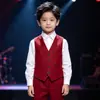 Chaleco Rojo Formal para Niños, Ropa Formal de Padrino de Bodas para Niños, Atuendo de Presentación, Chaleco Borgoña Estilo Británico, Venta al por mayor de una pieza