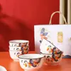 Pequeño Juego de Vajilla Cerámica Lucky Platos y Platos Caja de Regalo Evento de Venta Inmobiliaria Tazón de Arroz para el Hogar