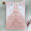 Cartão de Convite de Casamento, Cartão de Cumprimentos de Princesa para Feriado, Convite de Florista com Rosa Bonita Vazada, Cartão de Envelope, Novo Produto em Estoque