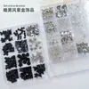 Venda Quente Transfronteiriça Caixa com 12 Compartimentos Camélia Joias para Nail Art Estilo Escuro Laço Pérola Flats Diamante Decoração para Unhas