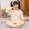 Ropa y Pantalones de Algodón Puro de Otoño para Niños, Pijamas Infantiles, Conjunto de Ropa Interior Térmica para Niños Pequeños y Medianos, Camiseta de Algodón Base para Bebés Niñas