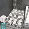 Tapete de plástico PVC suave impermeable antideslizante para puerta de baño, tapete de piso de baldosas florales, tapete para pies de baño hueco para ducha