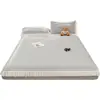 Alfombrilla refrescante de seda helada estilo princesa con encaje, con sábana bajera ajustable, antideslizante, transpirable, color liso, para camas individuales y dobles, alfombrilla suave de verano