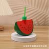 Venta al por mayor de fábrica taza para bebida de té con leche taza de plástico PET con pajita taza con forma de fruta de fresa piña sandía taza con pajita