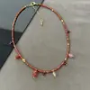 Piedra de la Buena Fortuna Festival de Año Nuevo Collar Pulsera de Piedra Natural con Cuentas para Mujer, Diseño Único, Cadena Larga Estilosa y Personalizada para Suéter