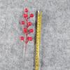 Flor Artificial Dorada de Tallo Único de Fruta Roja Hoja de Ginkgo Navideña Abanico de Hojas de Eucalipto Fruta de la Fortuna Flor de Año Nuevo Flor Artificial Navideña
