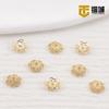 Receptáculo de circón de oro de 18 quilates cobre chapado en oro real tapa de flor de seis pétalos espaciador hecho a mano DIY color duradero pulsera accesorios de joyería