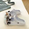 Mary Janes RetrôSapatos Vazados Feminino Verão EVA Estampa de Leopardo Retrô Corrente de Contas DIY Roupa Externa Trabalho Sandálias de Bico Fechado
