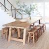 Mesa de comedor y silla de madera maciza de estilo americano, combinación de escritorio de troncos, mesa de comedor para sala de estar, mesa larga retro rectangular para el hogar, mesa de veta de madera