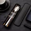 Set de Cubiertos Portátil con Palillos y Cuchara para Estudiantes y Trabajadores de Oficina, Set Portátil de Tres Piezas con Tenedor