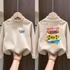 Ropa interior térmica casual de manga larga para niños, estilo nuevo Otoño Invierno, forro polar, camiseta de cuello alto para bebés, top interior, moderno