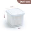 Mini caja de almacenamiento transparente de doble capa para escurrir cebolletas, jengibre y ajo, con tapa, para el refrigerador de la cocina.