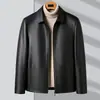 Chaqueta de Piel Sintética para Hombre 2026 Otoño/Invierno Cuello Solapa Cremallera Parte Superior para Hombres Jóvenes y de Mediana Edad, Cuero Lavado Casual Abrigo Cálido