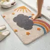 Alfombra de Imitación Cachemir con Animales Lindos de Dibujos Animados, Tapete Decorativo para Sala de Estar, Tapete Absorbente para Puerta de Baño, Tapete para Suelo de Entrada