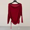 Suéter Tejido Jianhe 2026 Primavera Estilo Minimalista Versátil Usable Hombros Descubiertos Manga Murciélago de Tencel para Mujer 59306