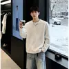 Nova coleção de outono: Camiseta masculina cleanfit estilo americano, peso pesado, G-deconstruída, manga longa, design patchwork, manga longa, cinza claro