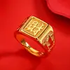 Anillo de la fortuna arena rubia Vietnam latón chapado en oro anillo abierto para hombre anillo de hombre anillo de dragón boutique venta al por mayor