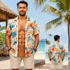 Camisa hawaiana de manga corta para hombre transfronteriza, camisa tropical floral para vacaciones en la playa, admite personalización OEM