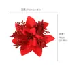 Vendas diretas do fabricante: Flores de Natal transfronteiriças, Decorações de Natal, Guirlandas, Flores de Plástico com Glitter Dourado para Árvore de Natal com Clipes e Arame