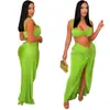 A7317 Vestido sexy de dos piezas con tirantes y abertura, estilo europeo y americano, ropa de noche