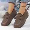 Zapatos peludos con suela de poliuretano, zapatos de algodón planos versátiles para mujer, mocasines gruesos con suelas antideslizantes, pantuflas cálidas para el hogar con talón cubierto