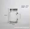 Venta al por mayor de fábrica Taza Mason sellada de alto valor vaso de vidrio transparente plato de luz asa Taza Tarro Mason