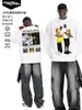 Camiseta de manga larga para hombre Stewell Kobe O'Neal transfronteriza lavada copo de nieve holgada peso pesado algodón puro