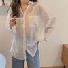 Camisa blanca fina de manga larga para mujer, verano 2023, nuevo diseño, camisa con protección solar